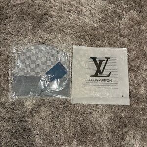 Louis Vuitton Gray and Cream Checkered Beanie